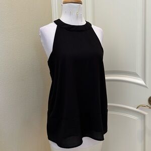 NWOT Paper Crane woven fabric black top